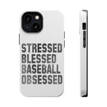 DistinctInk ToughCase for Apple iPhone, Compatible with MagSafe Charging - Stressed Blessed Baseball Obsessed