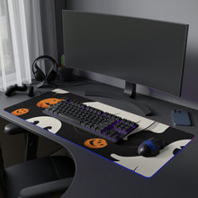 DistinctInk LED Gaming Mouse Pad with Ghost Skeleton Pumpkin Cartoon Design for Halloween