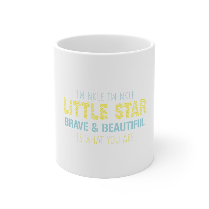DistinctInk Glossy White Coffee / Tea Mug - Twinkle Little Star Brave & Beautiful You Are