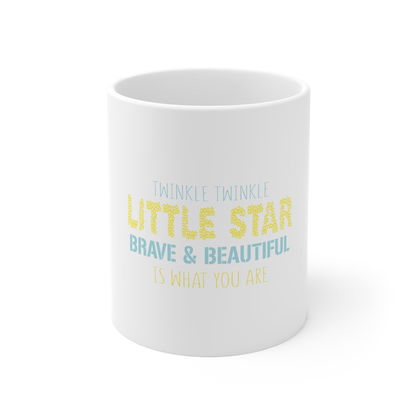 DistinctInk Glossy White Coffee / Tea Mug - Twinkle Little Star Brave & Beautiful You Are