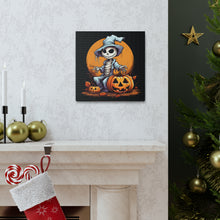 DistinctInk Canvas Wall Art with Haunted Jack-O'-Skeleton for Halloween