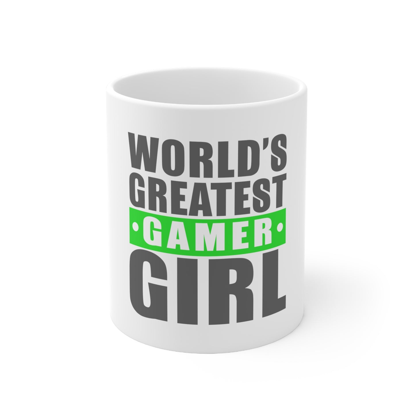 DistinctInk Glossy White Coffee / Tea Mug - World's Greatest Gamer Girl Video Games
