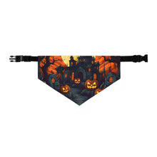DistinctInk Adjustable Pet Banana Collar with Darkness Falls on Halloween Design for Halloween