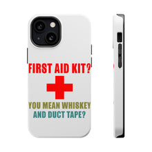 DistinctInk ToughCase for Apple iPhone, Compatible with MagSafe Charging - First Aid Kit - Whiskey & Duct Tape