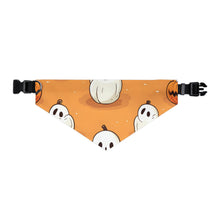 DistinctInk Adjustable Pet Banana Collar with Ghastly Skeleton Pumpkin adorned Design for Halloween