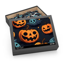 DistinctInk Jigsaw Puzzle with Nightly Fright of Bats and Ghouls Design for Halloween