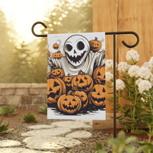 DistinctInk Garden & House Banner / Flag with Ghostly Skeleton and Pumpkins Design for Halloween