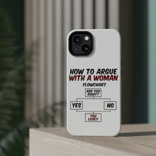 DistinctInk ToughCase for Apple iPhone, Compatible with MagSafe Charging - How To Argue With a Woman Flowchart