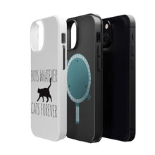DistinctInk ToughCase for Apple iPhone, Compatible with MagSafe Charging - Boys Whatever, Cats Forever