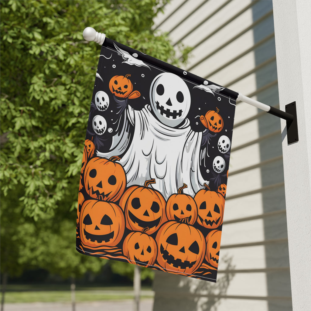Garden & House Banner / Flag with Ghost Skeleton Pumpkins Design for Halloween, view 10