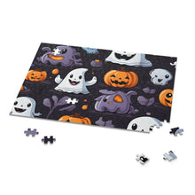 DistinctInk Jigsaw Puzzle with Spooky Bat-o-lanterns Design for Halloween