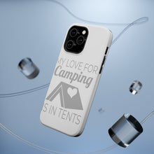 DistinctInk ToughCase for Apple iPhone, Compatible with MagSafe Charging - My Love For Camping is In Tents