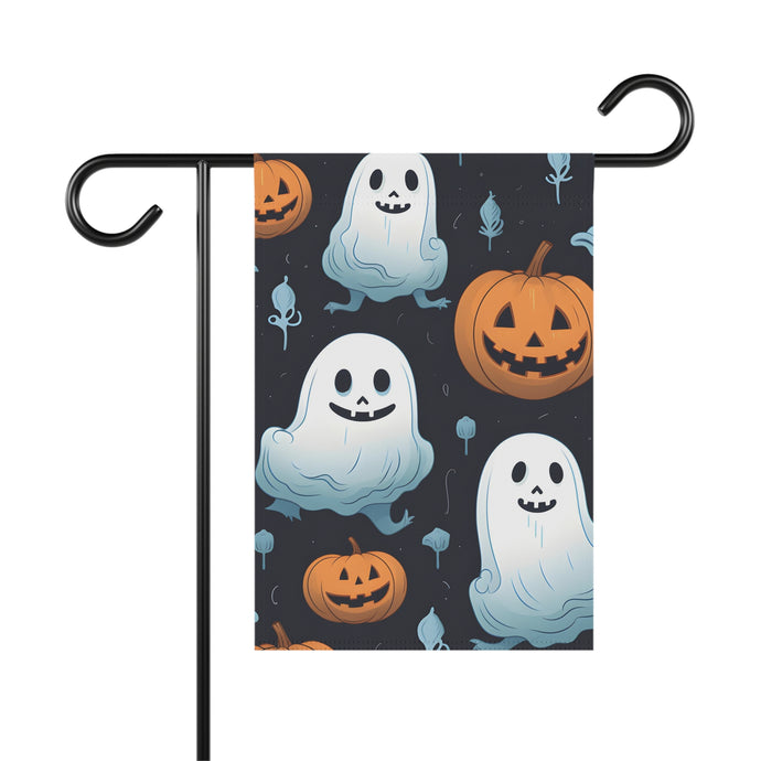 DistinctInk Garden & House Banner / Flag with Ghastly Skeleton Pumpkin Patch Design for Halloween