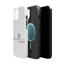 DistinctInk ToughCase for Apple iPhone, Compatible with MagSafe Charging - Keep Calm and…. Flatline