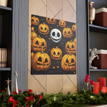 DistinctInk Canvas Wall Art with Ghastly Skeleton Pumpkins for Halloween