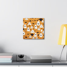DistinctInk Canvas Wall Art with Ghoulish Bats and Pumpkins for Halloween