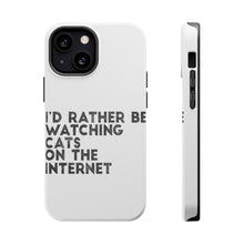 DistinctInk ToughCase for Apple iPhone, Compatible with MagSafe Charging - Rather Be Watch Cats On The Internet