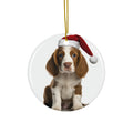 Hanging Ceramic Christmas Tree Ornament with Gold String - Welsh Springer Spaniel Puppy Design