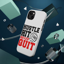 DistinctInk ToughCase for Apple iPhone, Compatible with MagSafe Charging - Hustle Hit Never Quit Volleyball