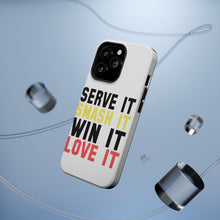 DistinctInk ToughCase for Apple iPhone, Compatible with MagSafe Charging - Serve It Smash It Win It Love It Tennis