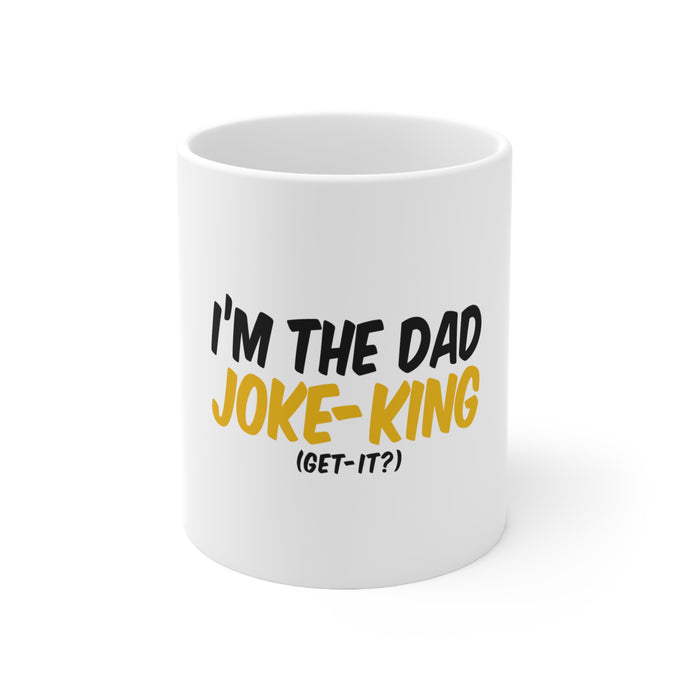 DistinctInk Glossy White Coffee / Tea Mug - I'm the Dad Joke-King (Get-It?)