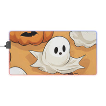 DistinctInk LED Gaming Mouse Pad with Ghostly Skeleton Pumpkin Patch Design for Halloween