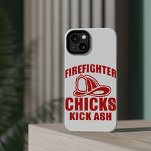 DistinctInk ToughCase for Apple iPhone, Compatible with MagSafe Charging - Firefighter Chicks Kick ASH