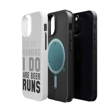 DistinctInk ToughCase for Apple iPhone, Compatible with MagSafe Charging - The Only Running I Do Are Beer Runs