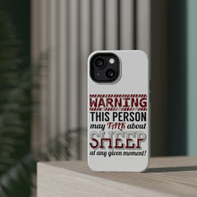 DistinctInk ToughCase for Apple iPhone, Compatible with MagSafe Charging - WARNING This Person May Talk About Sheep