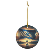 DistinctInk Hanging Ceramic Christmas Tree Ornament Charm with Gold String - Great Gift/Present - 2 3/4 inch Diameter - Hopeful Dawn - Bring Them Home