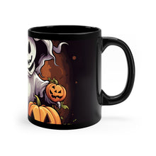 DistinctInk Black Coffee Mug - Trick or Treat Ghost-O-Lantern for Halloween