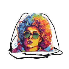 DistinctInk Drawstring Bag Backpack with A World of Words Design for LGBTQ+ Pride