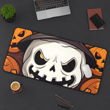 DistinctInk Desk Mat with Spooky Skeleton Pumpkin Patch Design for Halloween