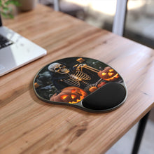 DistinctInk Mouse Pad with Wrist Rest  with Skellington's Spooky Soiree Design for Halloween