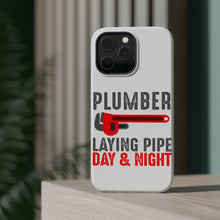 DistinctInk ToughCase for Apple iPhone, Compatible with MagSafe Charging - Plumber - Laying Pipe Day & Night