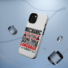 DistinctInk ToughCase for Apple iPhone, Compatible with MagSafe Charging - Mechanic Flying Tools & Offensive Language