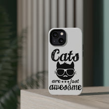 DistinctInk ToughCase for Apple iPhone, Compatible with MagSafe Charging - Cats Are Just Awesome