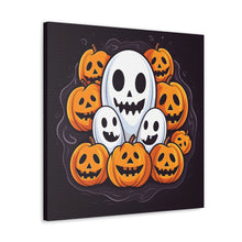 DistinctInk Canvas Wall Art with Skele-Pumpkin Ghost Pattern for Halloween