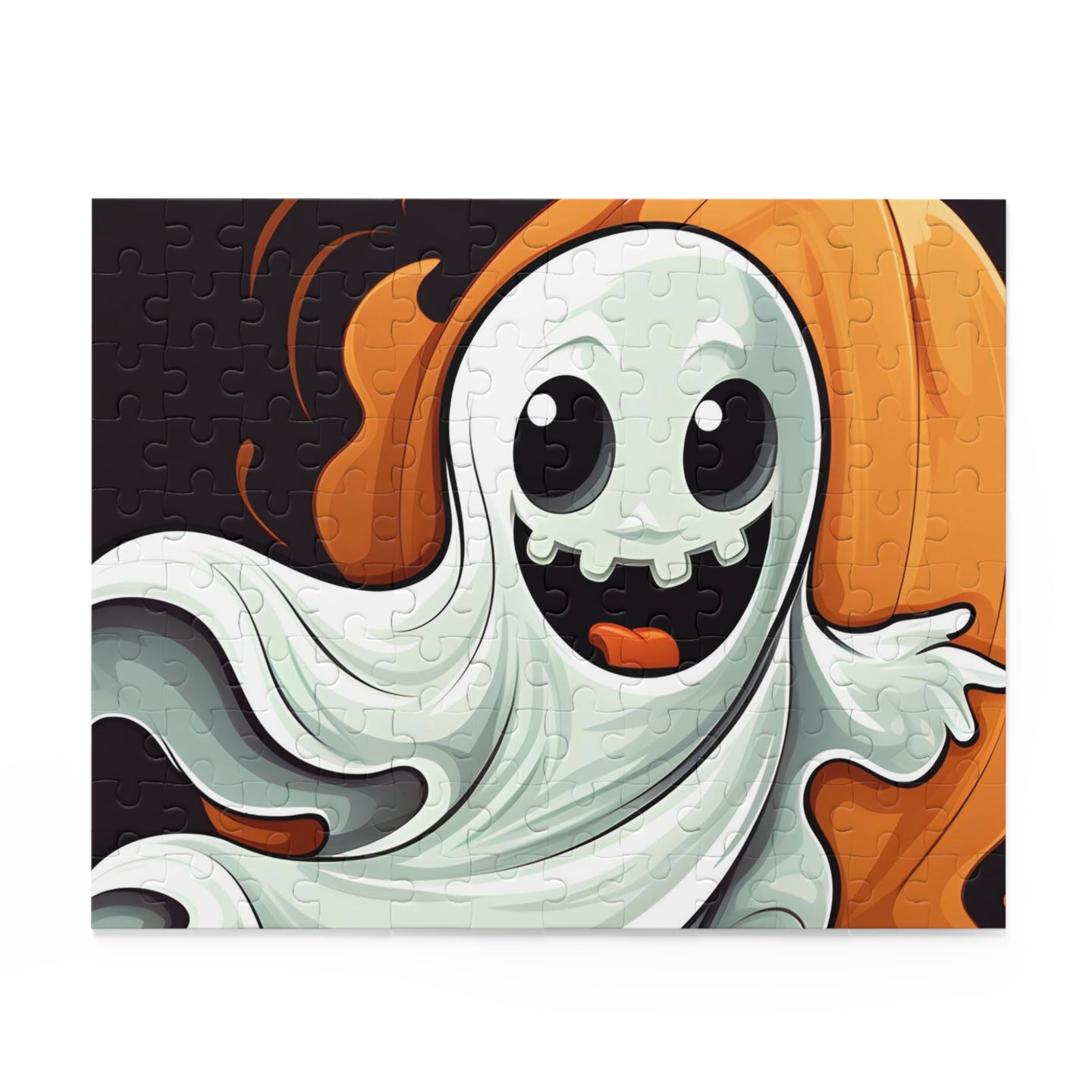DistinctInk Jigsaw Puzzle with Silly Specter Sprites Design for Halloween