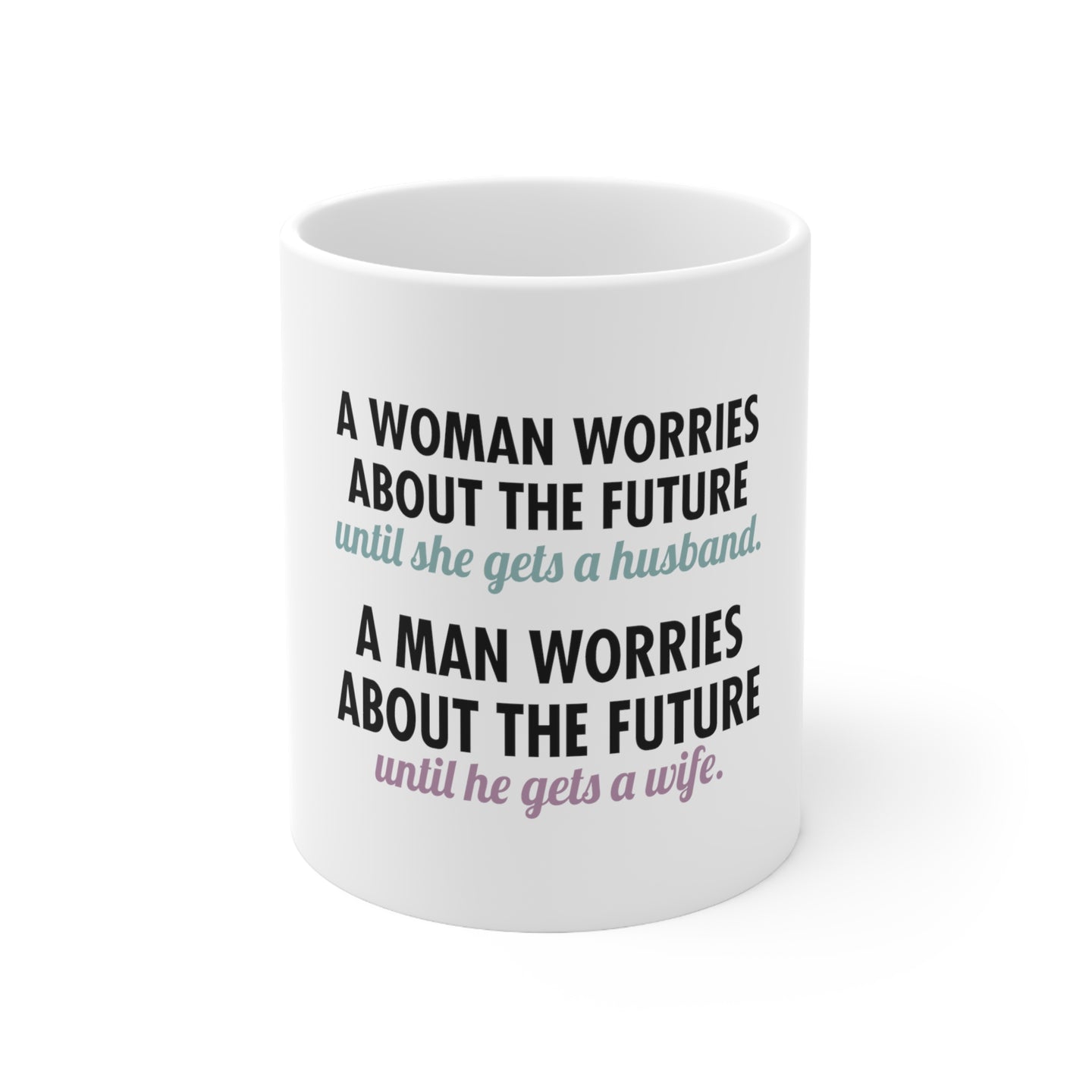 DistinctInk Glossy White Coffee / Tea Mug - Worries About the Future Until Married