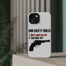 DistinctInk ToughCase for Apple iPhone, Compatible with MagSafe Charging - Gun Safety Rules, Don't Piss Me Off