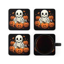 DistinctInk (Set of 4) Corkwood Coasters with Ghost Skeleton Pumpkin PatternDesign for Halloween