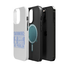 DistinctInk ToughCase for Apple iPhone, Compatible with MagSafe Charging - Swimming No Shirt No Shoes No Problem