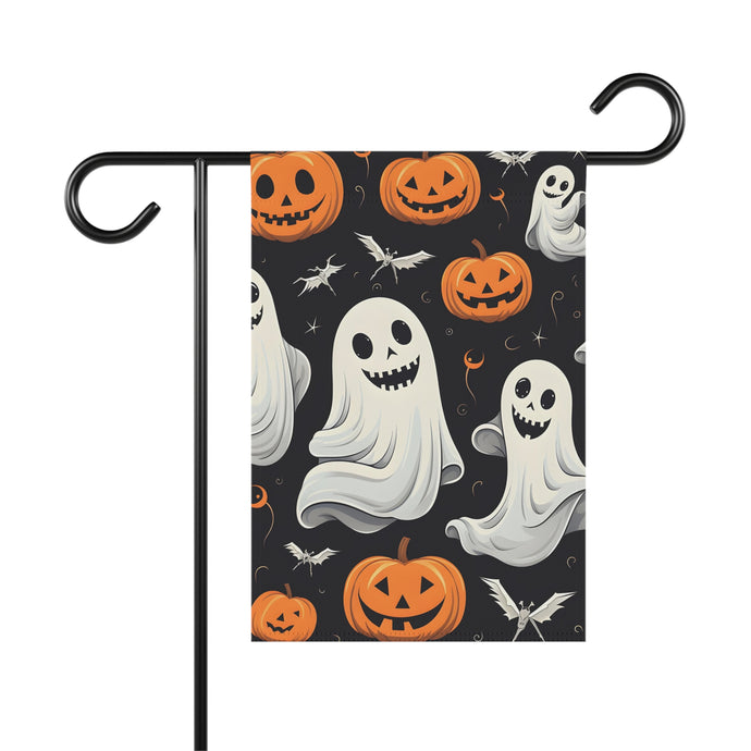 DistinctInk Garden & House Banner / Flag with Spooky Skeleton Pumpkin Patch Design for Halloween