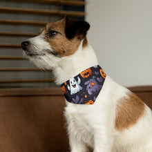 DistinctInk Adjustable Pet Banana Collar with Spooky Bat-o-lanterns Design for Halloween