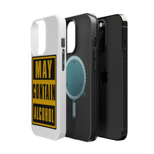 DistinctInk ToughCase for Apple iPhone, Compatible with MagSafe Charging - May Contain Alcohol Warning Sign
