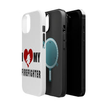 DistinctInk ToughCase for Apple iPhone, Compatible with MagSafe Charging - I Heart My Firefighter