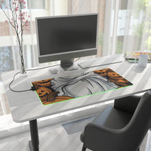DistinctInk LED Gaming Mouse Pad with Skeletal Ghostly Pumpkin Patch Design for Halloween