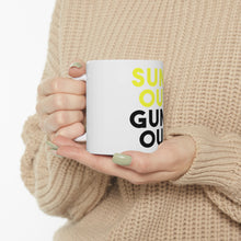 DistinctInk Glossy White Coffee / Tea Mug - Suns Out, Guns Out