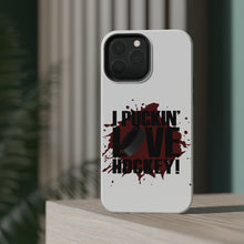 DistinctInk ToughCase for Apple iPhone, Compatible with MagSafe Charging - I Puckin' Love Hockey